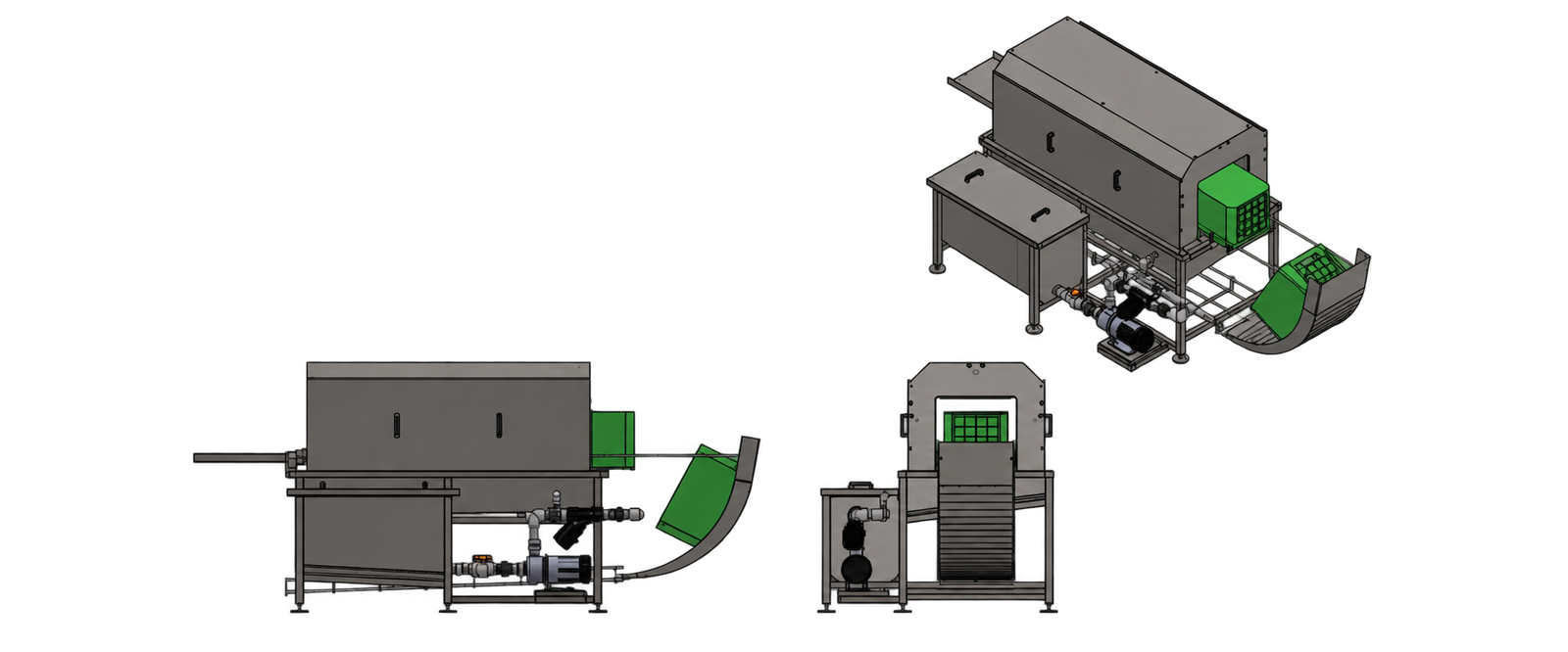 Render técnico de la lavadora de cajas modelo LC-1