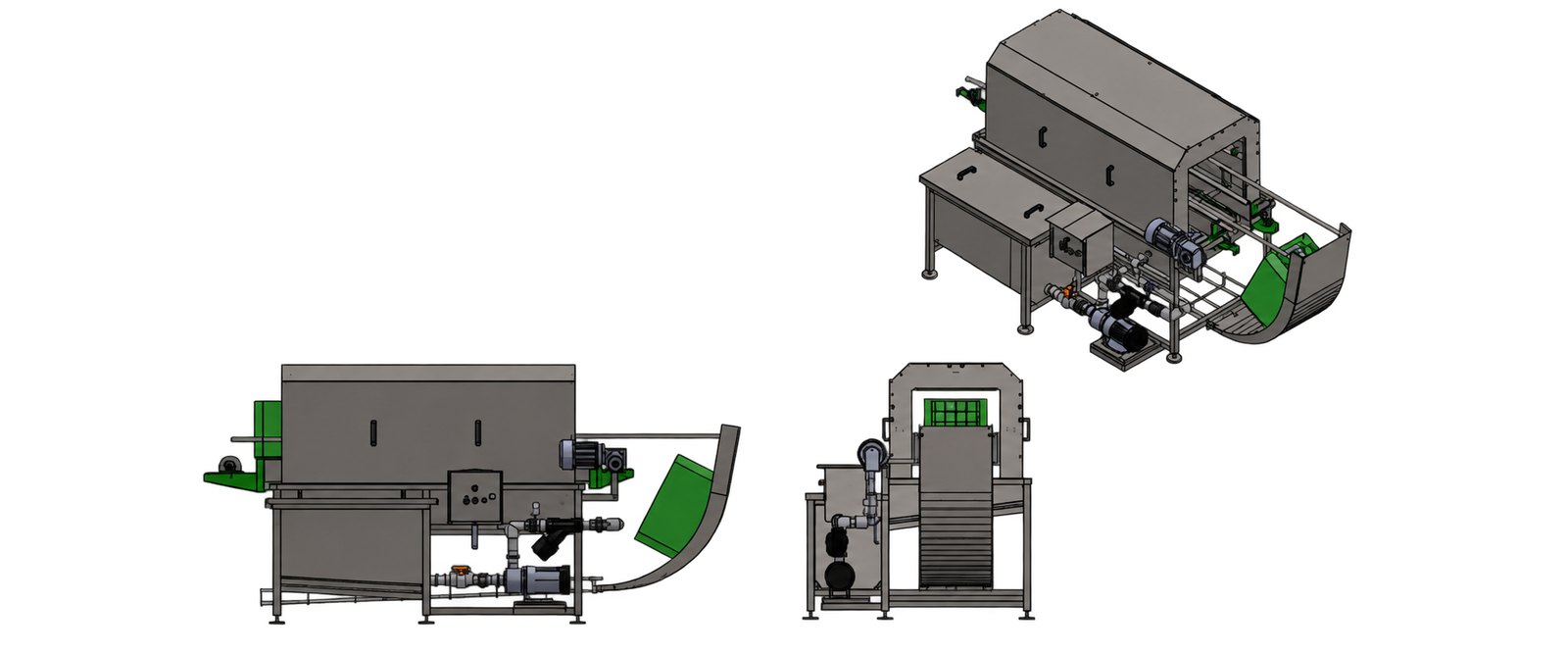 Render técnico de la lavadora de cajas modelo LC-2
