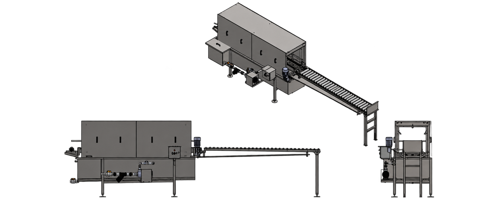 Render técnico de la lavadora de cajas modelo LC-3