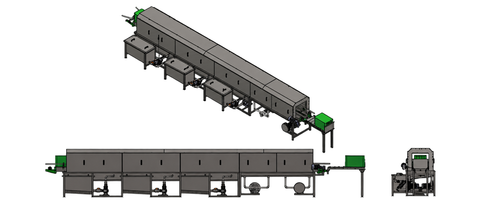 Render técnico de la lavadora de cajas modelo LC-4